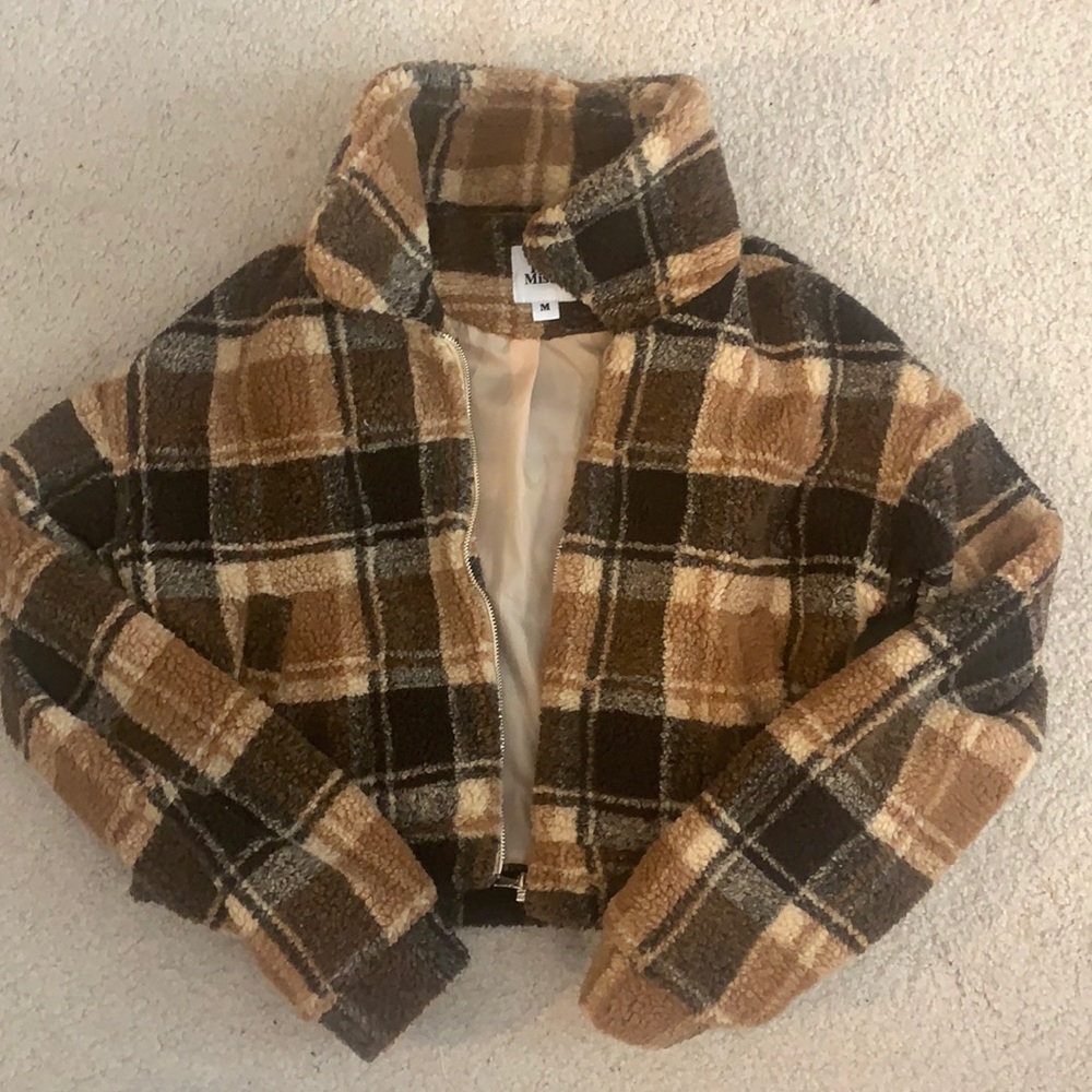 Tiger Mist cropped Sherpa coat